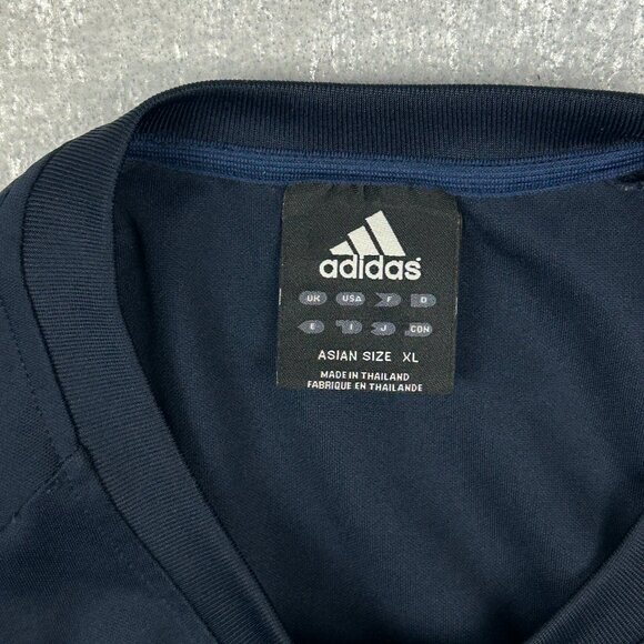 Adidas Shirt Mens XL Navy White Three Stripe Pullover Jersey Short Sleeve Casual - Picture 8 of 9